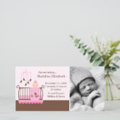 Baby Girl Foto Geburtshinweise Ankündigung (Stehend Vorderseite)