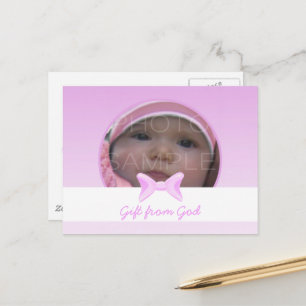 Baby Girl Foto Geschenk von Gott Pink Bogen Bibel  Postkarte