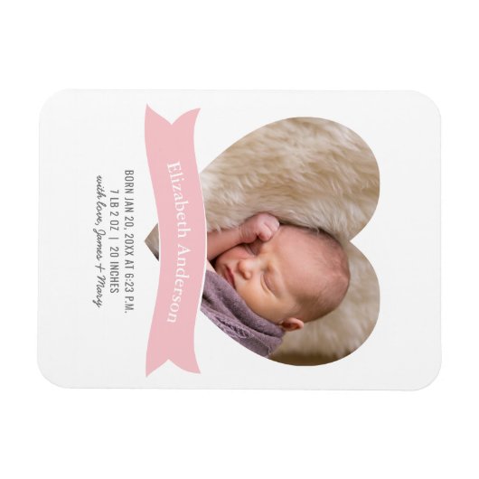 Baby Girl Foto Minimalistisch Geburtserklärung Magnet (Horizontal)