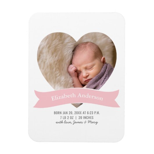 Baby Girl Foto Minimalistisch Geburtserklärung Magnet (Vertikal)