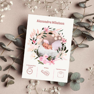 Baby Girl Foto Moderne Geburt Ankündigung