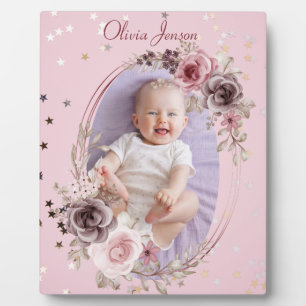 Baby Girl Foto Niedlich Elegante Moderne Rosa Blüt Fotoplatte
