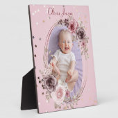 Baby Girl Foto Niedlich Elegante Moderne Rosa Blüt Fotoplatte (Seite)