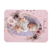 Baby Girl Foto Niedlich Elegante Moderne Rosa Blüt Magnet (Horizontal)