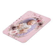 Baby Girl Foto Niedlich Elegante Moderne Rosa Blüt Magnet (Linke Seite)