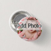 Baby Girl Foto Pink Fußspuren Muster Button (Vorne & Hinten)