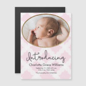 Baby Girl Foto Pink Geburtsankündigung Magnetkarte (Vorne/Hinten)