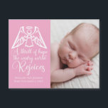 Baby Girl Foto Rosa Engel Weihnachten Magnetkarte<br><div class="desc">Ein eleganter Engel thront über den Weihnachtsworten der Heiligen Nacht auf dieser wunderschönen rosa und weißen magnetischen Urlaubskarte, die den Texten von O Heilige Nacht erzählt. Ein Nervenkitzel der Hoffnung, die müde Welt freut sich. Freuen Sie sich auf diese hübsche religiöse Geburtskarte mit herrlicher Kalligraphie und Ihrem neugeborenen Foto auf...</div>