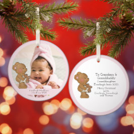 Baby Girl Foto Teddy Bear Großeltern Ornament