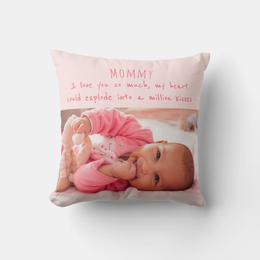 Baby Girl Foto und Adorable Message to Mama Kissen (Vorderseite)