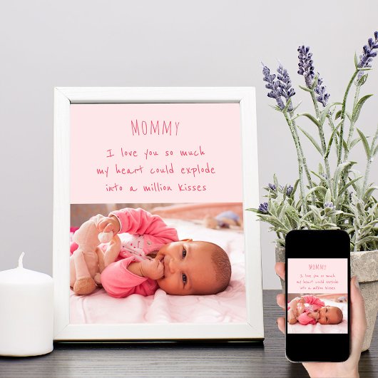 Baby Girl Foto und Niedliche Worte für Mama Poster