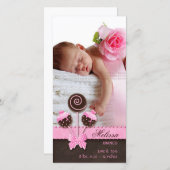 Baby Girl Fotokarte Ankündigung Cake Pops Pink (Vorne/Hinten)