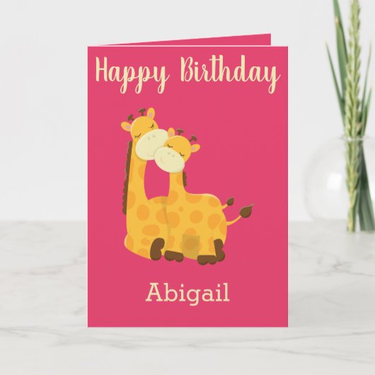 Baby Girl Geburtstag mit Giraffen Karte (Vorderseite)