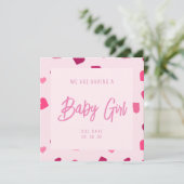 Baby Girl Gender Reveal Party Einladung (Stehend Vorderseite)