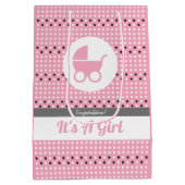 Baby Girl Geschenktasche mit Stroller Mittlere Geschenktüte (Rückseite)