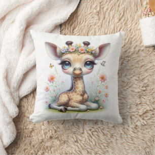 Baby Girl Giraffe mit Blume Kissen
