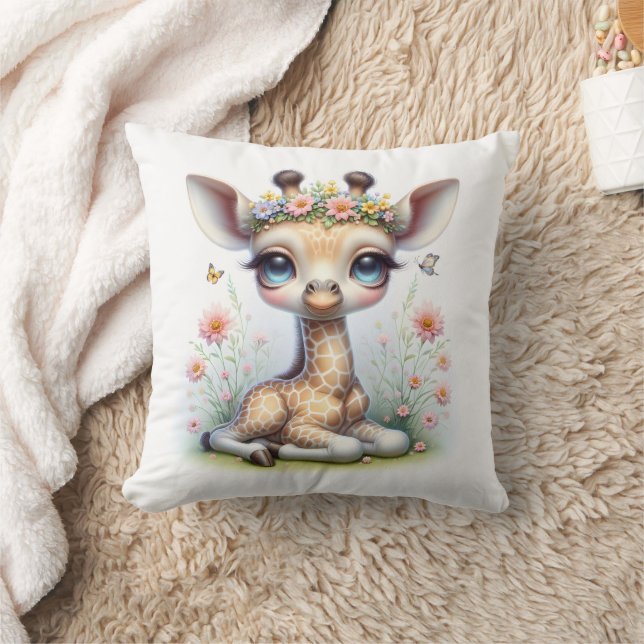 Baby Girl Giraffe mit Blume Kissen (Decke)
