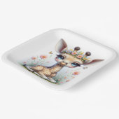 Baby Girl Giraffe mit rosa Blume Pappteller (Gewinkelt)