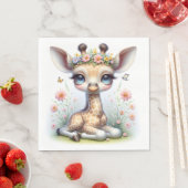 Baby Girl Giraffe mit rosa Blume Serviette (Beispiel)