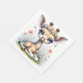 Baby Girl Giraffe mit rosa Blume Serviette (Ecke)
