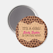 Baby Girl - Giraffe Themed Baby Dusche Magnet (Vorderseite/Rückseite)