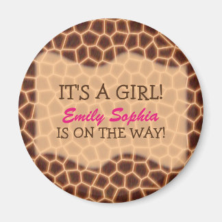 Baby Girl - Giraffe Themed Baby Dusche Magnet