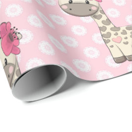 Baby Girl Giraffe Wrapping Paper Geschenkpapier
