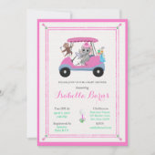 Baby Girl Golfing Elephant & Monkey Dusche Einladung (Vorderseite)