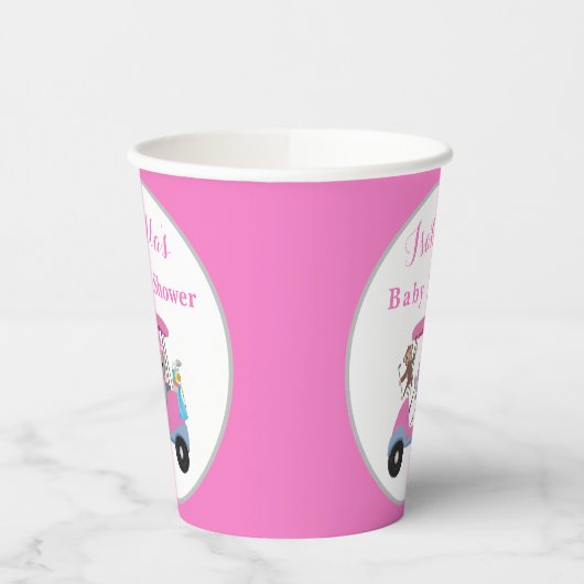 Baby Girl Golfing Elephant & Monkey Dusche Pappbecher (Links)