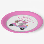 Baby Girl Golfing Elephant & Monkey Dusche Pappteller (Schrägansicht)