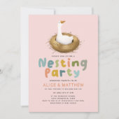 Baby Girl Goose Nesting Party Baby Dusche Einladung (Vorderseite)