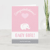 Baby Girl Gratululations Card mit Elephant Karte (Vorderseite)