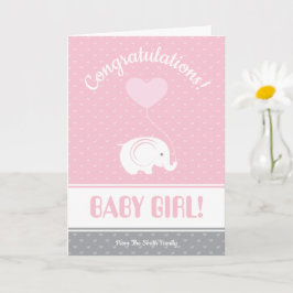 Baby Girl Gratululations Card mit Elephant Karte