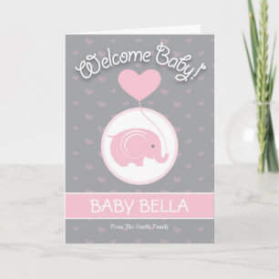 Baby Girl Gratululations Card mit Elephant Karte