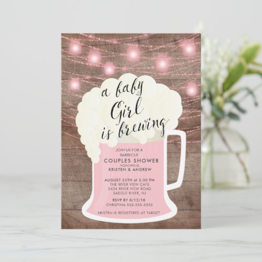 Baby Girl hält eine Babydusche bereit Einladung (Stehend Vorderseite)