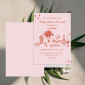 Baby Girl  Hand Drawn Baby Shower Brunch Einladung