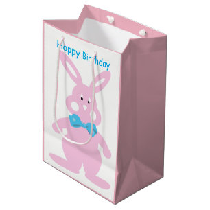 Baby Girl Happy Geburtstag Bunny Custom MGB Mittlere Geschenktüte