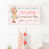 Baby Girl Headdress Native American Pink Aqua Banner (Insitu)