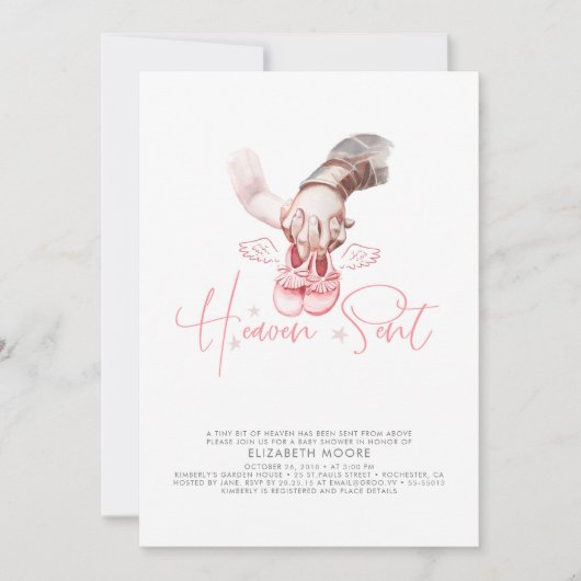 Baby Girl Heaven Gebäck Niedliche Minimalistische Einladung (Vorderseite)