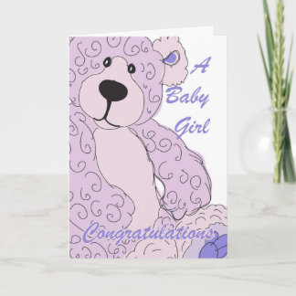 Baby Girl Herzlichen Glückwunsch Teddy Bear in Pin Karte