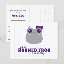 Baby Girl Horned Frog Lila Babydusche Einladung Postkarte