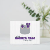 Baby Girl Horned Frog Lila Babydusche Einladung Postkarte (Stehend Vorderseite)