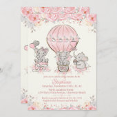 Baby Girl Hot Air Ballon Dusche Einladung (Vorne/Hinten)