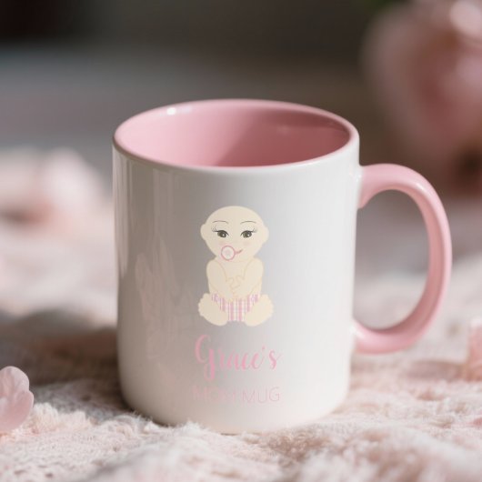 Baby Girl Illustration in Pink Design Tasse