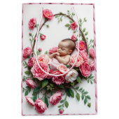 Baby Girl in a Carnation Cradle Januar's Tender Mittlere Geschenktüte (Vorderseite)
