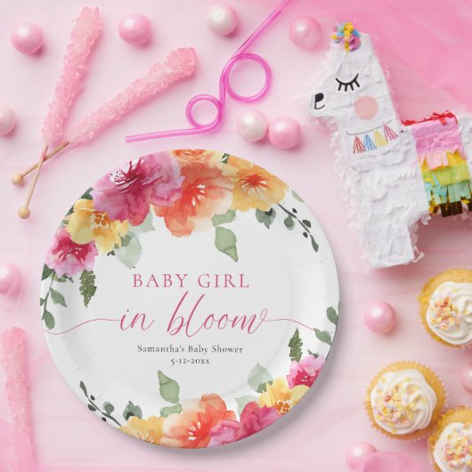 Baby Girl in Bloom blühende Babydusche Pappteller (Party)