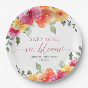 Baby Girl in Bloom blühende Babydusche Pappteller