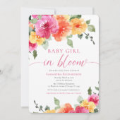 Baby Girl in Bloom bunt Frühling Sommer Blüte Einladung (Vorderseite)