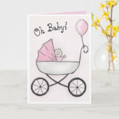 Baby Girl in Stroller Karte (Gelbe Blume)