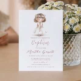 Baby Girl in weißem Kleid Gebet Mädchen Taufe Einladung
